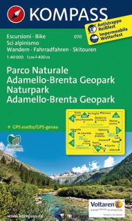 KOMPASS 070 Naturpark Adamello, Brenta Geopark 1:40t turistická mapa