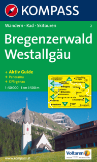 KOMPASS 2 Bregenzerwald, Westallgäu 1:50t turistická mapa