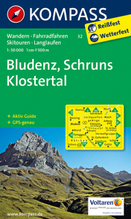 KOMPASS 32 Bluden, Schruns, Klostertal 1:50t turistická mapa