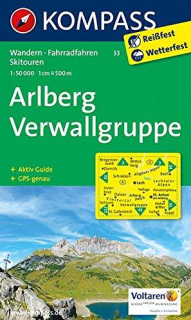 KOMPASS 33 Arlberg, Verwallgruppe 1:50t turistická mapa