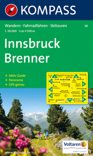 KOMPASS 36 Innsbruck, Brenner 1:50t turistická mapa