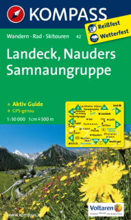 KOMPASS 42 Landeck, Nauders, Samnaungruppe 1:50t turistická mapa