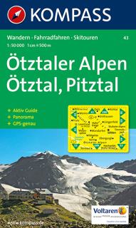 KOMPASS 43 Ötztaler Alpen, Ötztal, Pitztal 1:50t turistická mapa