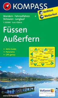 KOMPASS 4 Füssen, Ausserfern 1:50t turistická mapa