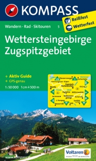 KOMPASS 5 Wettersteingebirge, Zugspitzgebiet 1:50t turistická mapa