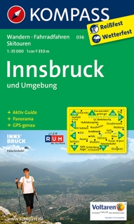 KOMPASS 036 Innsbruck und Umgebung 1:35t turistická mapa