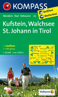 KOMPASS 09 Kufstein, Walchsee, St.Johan in Tirol 1:25t turistická mapa
