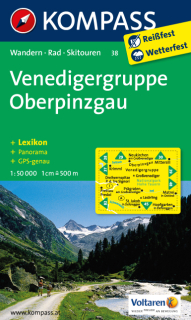 KOMPASS 38 Venedigergruppe, Oberpinzgau 1:50t turistická mapa