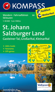 KOMPASS 80 St.Johann im Pongau,Salzburger Land,Gasteiner Tal,Großarltal 1:50t