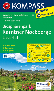 KOMPASS 66 Biosphärenpark Kärntner Nockberge, Liesertal 1:50t turistická mapa