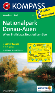 KOMPASS 211 Nationalpark Donau-Auen,Wien,Bratislava,Neusiedl am See 1:50t mapa