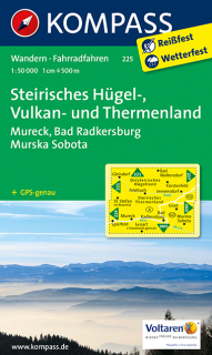 KOMPASS 225 Steirisches Hügel-, Vulkan- und Thermenland 1:50t turistická mapa