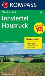 KOMPASS 201 Innviertel Hausruck (sada 2 mapy) 1:50t turistická mapa
