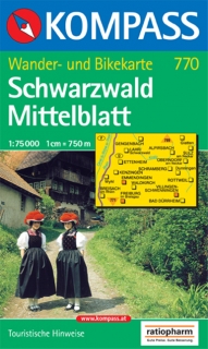 KOMPASS 770 Schwarzwald Mittelblatt 1:75t turistická mapa
