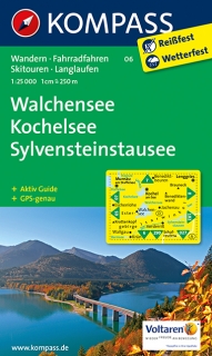 KOMPASS 06 Walchensee, Kochelsee, Sylvenstein-Stausee 1:25t turistická mapa