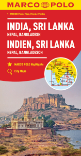 India, Nepál, Bhután, Bangladéš, Srí Lanka 1:2,5mil automapa Marco Polo