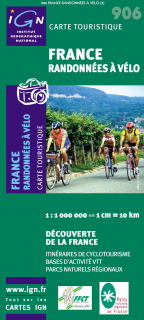 Cykloturistické trasy Francúzska 1:1mil (France Cycling Routes) mapa IGN.906