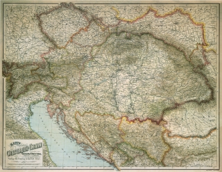 Rakúsko-Uhorsko 1890, 70x90cm nástenná mapa papier bez líšt
