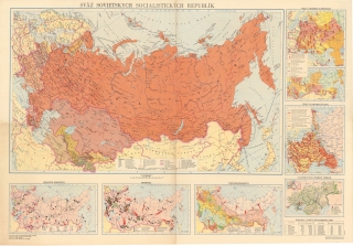 ZSSR r.1950 papierová nástenná mapa bez líšt / slovensky