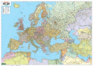 nástenná mapa Európa,Blízky Východ,Stred Ázia politická 96x138cm, lamino,lišty