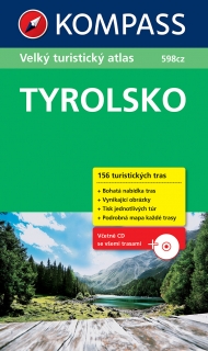 Tyrolsko (Tirolsko) Velký turistický atlas + CD s trasami Kompass (598cz) / 2012