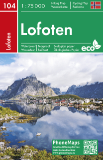 104 Lofoten (Nórsko, Norway) 1:75t turistická a cyklomapa vodeodolná