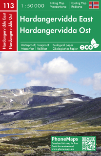 113 Hardangervidda východ (Nórsko,Norway) 1:50t turistická cyklomapa vodeodolná