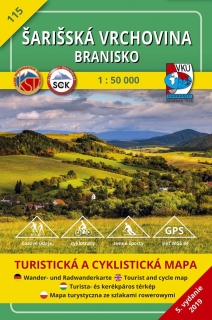 VKU115 Šarišská vrchovina, Branisko 1:50t turistická mapa VKÚ Harmanec / 2019