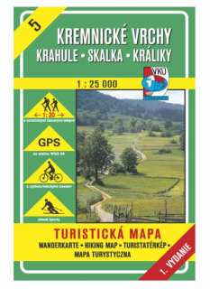 VKU 5 Kremnické vrchy,Krahule,Skalka 1:25t turistická mapa VKÚ Harmanec / 2006