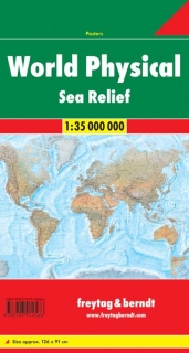 Svet fyzický s reliéfom morského dna 1:35mil skladaná mapa Freytag Berndt