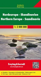 Európa Sever, Škandinávia 1:2mil skladaná mapa Freytag Berndt