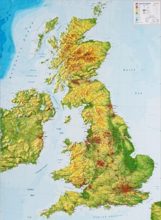 Veľká Británia reliéfna 3D mapa 77x57cm