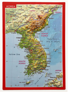 Kórea (Korea) reliéfna 3D mapka 10,5x14,8cm