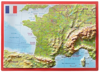 Francúzsko (France) reliéfna 3D mapka 10,5x14,8cm