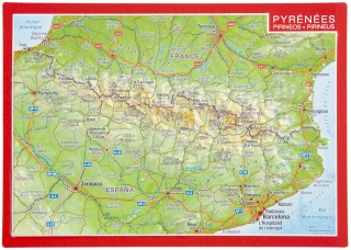 Pyreneje (France,Spain) reliéfna 3D mapka 10,5x14,8cm