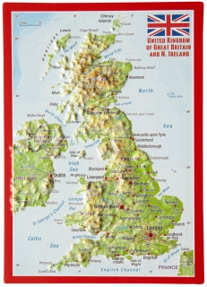 Veľká Británia (Great Britain) reliéfna 3D mapka 10,5x14,8cm