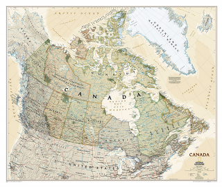 Kanada Executive 82x97cm lamino, lišty NGS nástenná mapa 