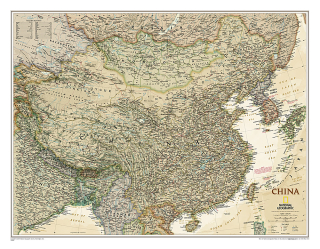 Čína Executive 59x76cm lamino, lišty NGS nástenná mapa