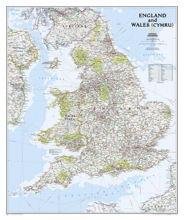 nástenná mapa Anglicko a Wales Classic 92x76cm lamino, lišty NGS
