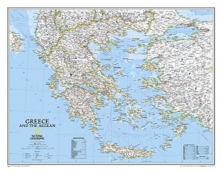 Grécko 60x77cm lamino, lišty NGS nástenná mapa 