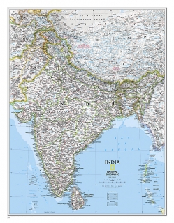 India 77x60cm lamino, lišty NGS nástenná mapa 