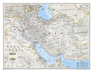 Irán 60x77cm lamino, lišty NGS nástenná mapa 