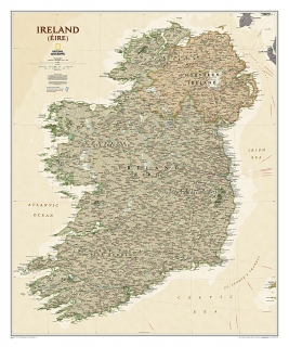 Írsko Executive 91x76cm lamino, lišty NGS nástenná mapa 