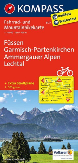 KOMPASS 3127 Füssen,Garmisch-Partenkirchen,Ammergauer Alpen,Lechtal70t cyklomapa