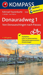 KOMPASS 7009 Donauradweg 1 Von Donaueschingen nach Passau 1:50t cyklomapa