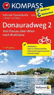 KOMPASS 7004 Donauradweg 2 Von Passau über Wien nach Bratislava 1:50t cyklomapa