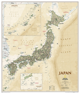 Japonsko Executive 74x64cm lamino, lišty NGS nástenná mapa 