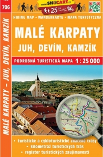 706 Malé Karpaty Juh,Devín,Kamzík 1:25tis podrobná turistická mapa SHOCart /2019