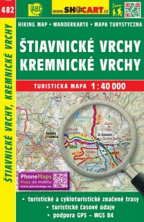 482 Štiavnické vrchy, Kremnické vrchy turistická mapa 1:40t SHOCart