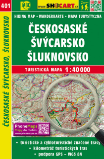 401 Českosaské Švýcarsko, Šluknovsko turistická mapa 1:40t SHOCart